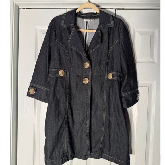 Denim Jacket Women's Size XL Trench - Picture 1 of 3